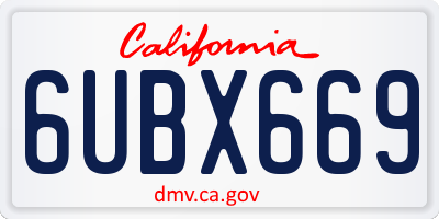 CA license plate 6UBX669