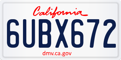 CA license plate 6UBX672