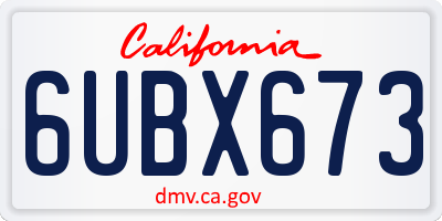 CA license plate 6UBX673