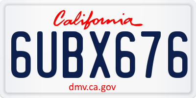 CA license plate 6UBX676