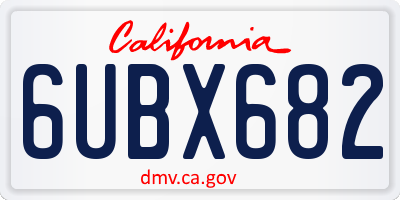 CA license plate 6UBX682