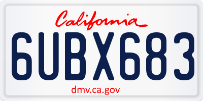 CA license plate 6UBX683