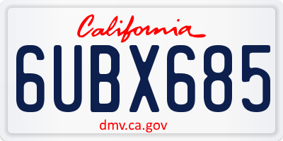 CA license plate 6UBX685