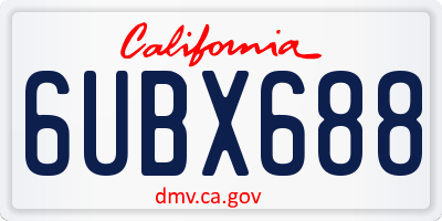 CA license plate 6UBX688
