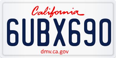 CA license plate 6UBX690
