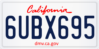 CA license plate 6UBX695