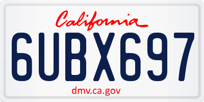 CA license plate 6UBX697