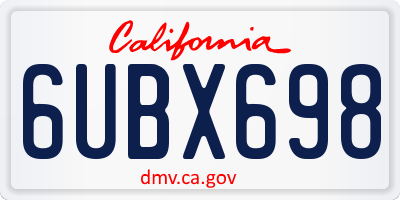 CA license plate 6UBX698
