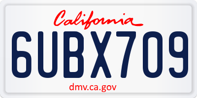 CA license plate 6UBX709