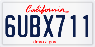 CA license plate 6UBX711