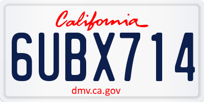 CA license plate 6UBX714