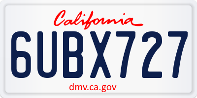 CA license plate 6UBX727