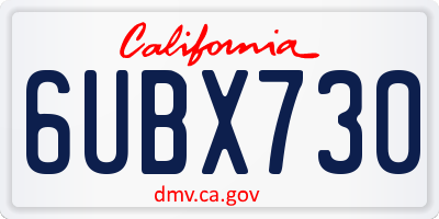 CA license plate 6UBX730