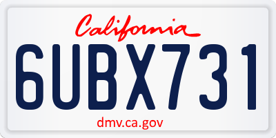 CA license plate 6UBX731