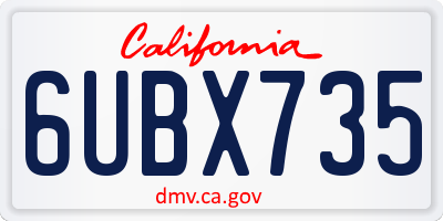 CA license plate 6UBX735
