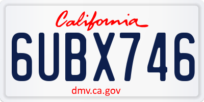 CA license plate 6UBX746