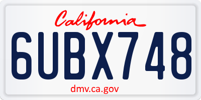 CA license plate 6UBX748