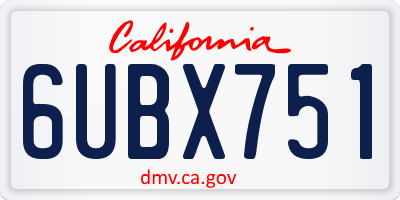 CA license plate 6UBX751