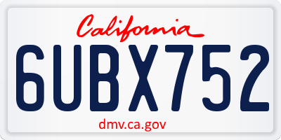 CA license plate 6UBX752