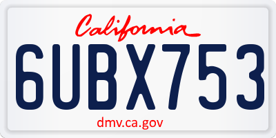 CA license plate 6UBX753