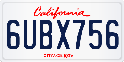 CA license plate 6UBX756