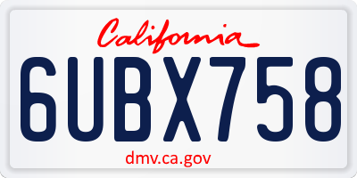 CA license plate 6UBX758