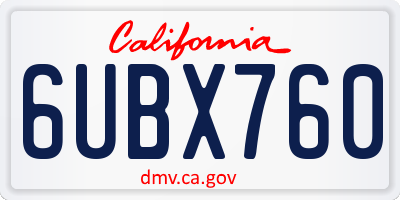 CA license plate 6UBX760