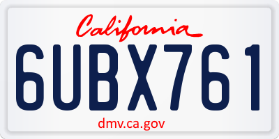 CA license plate 6UBX761