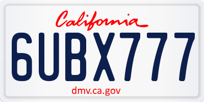 CA license plate 6UBX777
