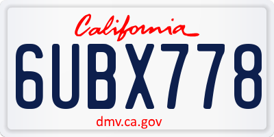 CA license plate 6UBX778