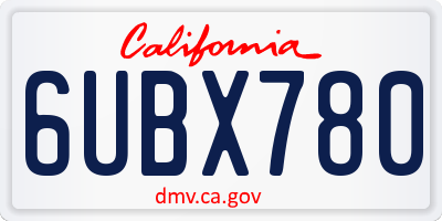 CA license plate 6UBX780