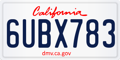 CA license plate 6UBX783