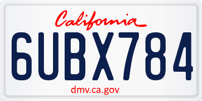 CA license plate 6UBX784