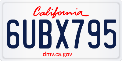 CA license plate 6UBX795