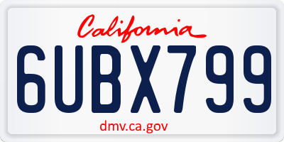 CA license plate 6UBX799