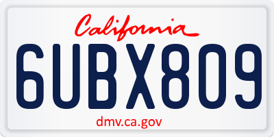 CA license plate 6UBX809
