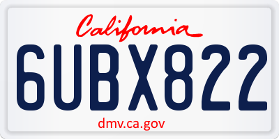 CA license plate 6UBX822
