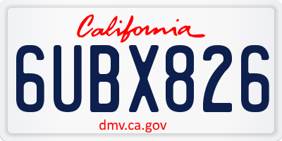 CA license plate 6UBX826