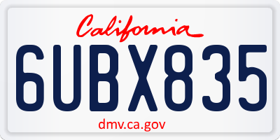 CA license plate 6UBX835