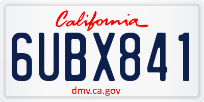 CA license plate 6UBX841