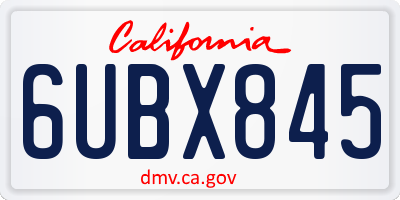 CA license plate 6UBX845