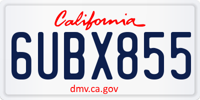 CA license plate 6UBX855