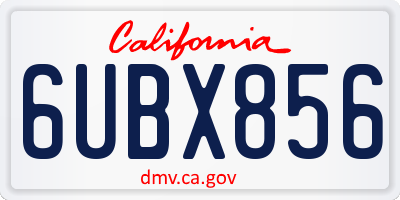 CA license plate 6UBX856