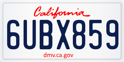 CA license plate 6UBX859