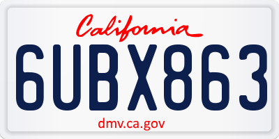 CA license plate 6UBX863