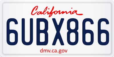 CA license plate 6UBX866