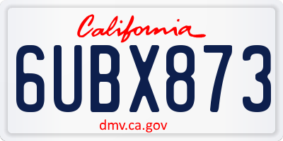 CA license plate 6UBX873