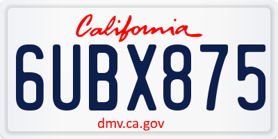 CA license plate 6UBX875