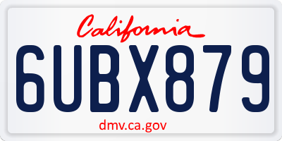 CA license plate 6UBX879