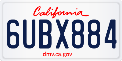 CA license plate 6UBX884